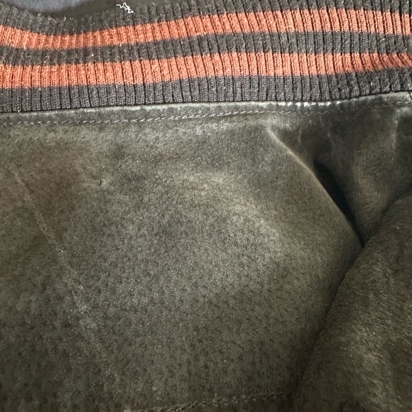 Vintage Varsity Letterman Mens Jacket XL Black Brown Elbow Patches Full Zip - Picture 14 of 15